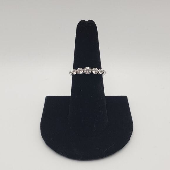 Vintage Sterling Silver 925 Ring Bar Lafonn Platinum Over Sterling Size 7 - Picture 1 of 9